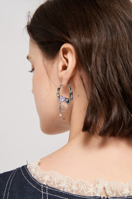 Baby Chandelier Hoop Earrings in Lavender Soda