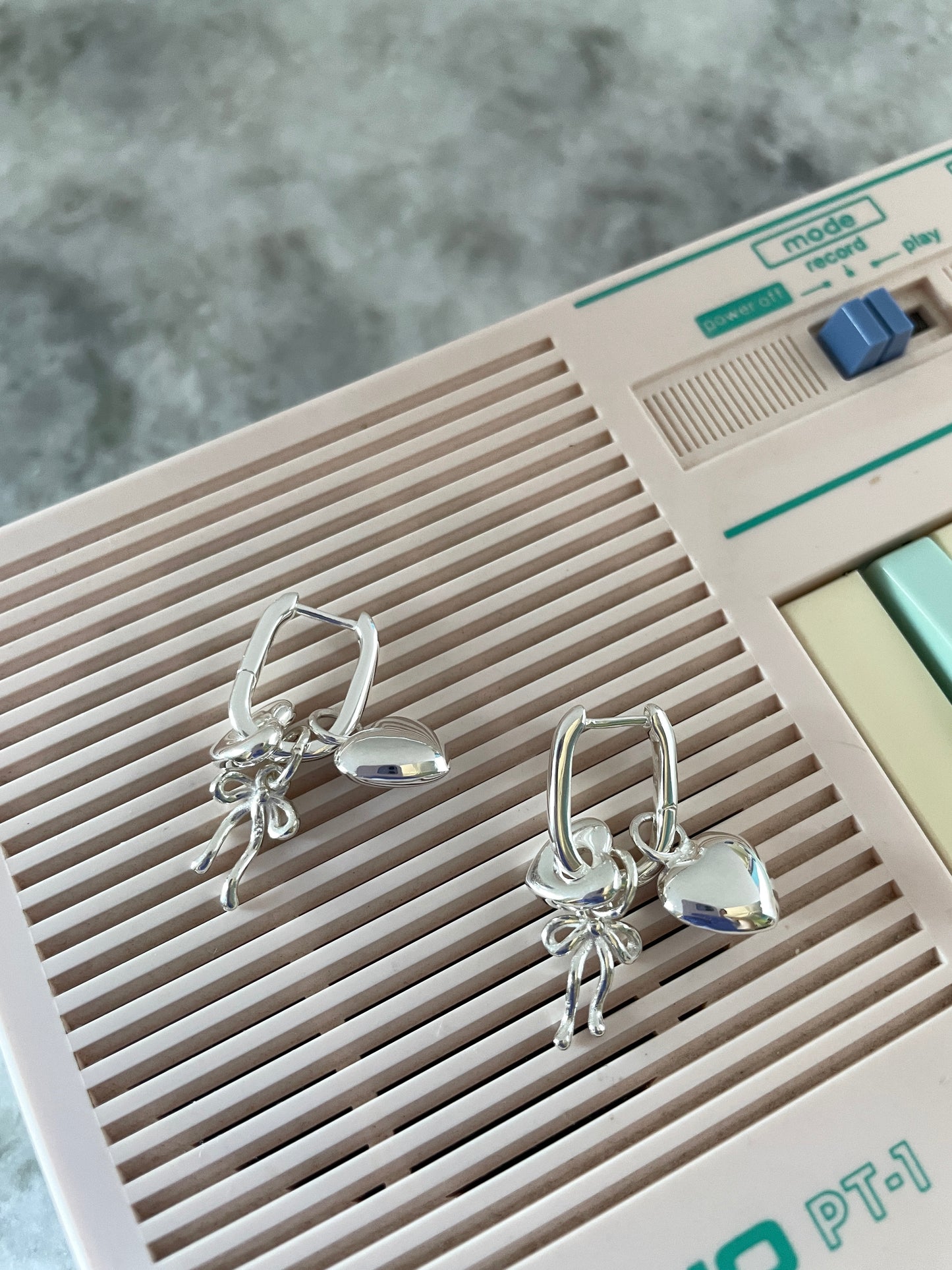 Kyara 925 Sterling Silver Bow Charm Heart Earrings