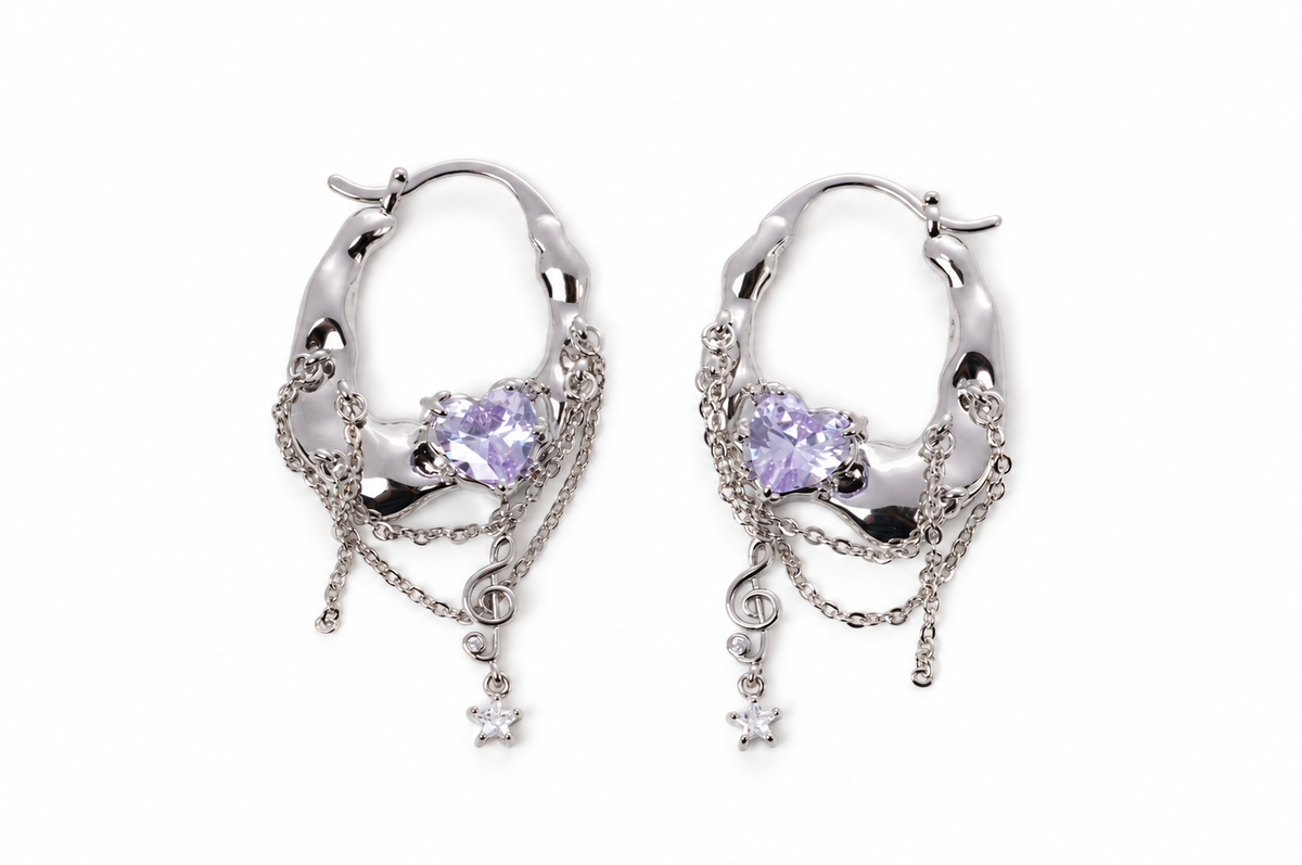 Baby Chandelier Hoop Earrings in Lavender Soda