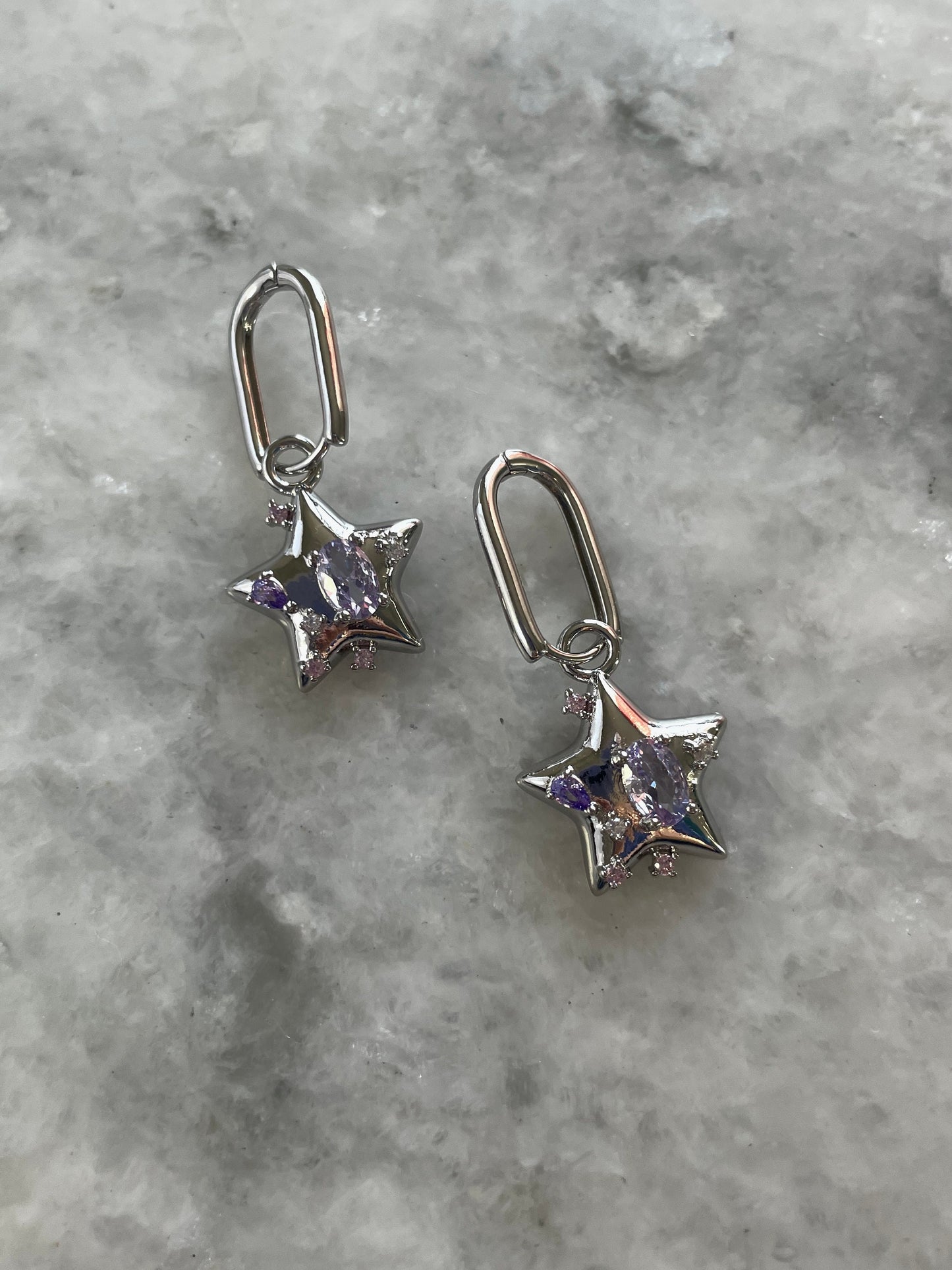 Y2K Star Hoops Grunge Purple Star Hoop Earrings Fairycore Hoop Earring Alt Earrings 2000s K Pop Indie Aesthetic Gift Egirl Cybercore