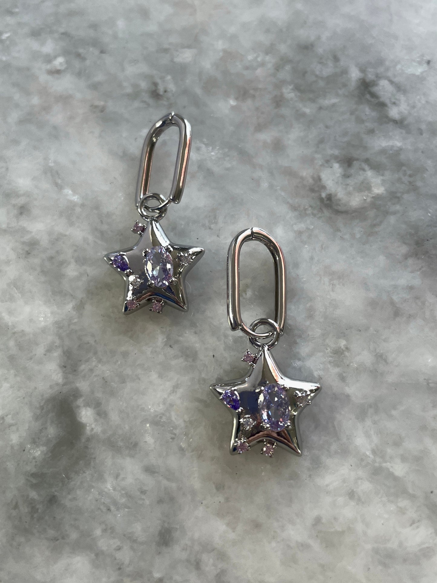 Y2K Star Hoops Grunge Purple Star Hoop Earrings Fairycore Hoop Earring Alt Earrings 2000s K Pop Indie Aesthetic Gift Egirl Cybercore