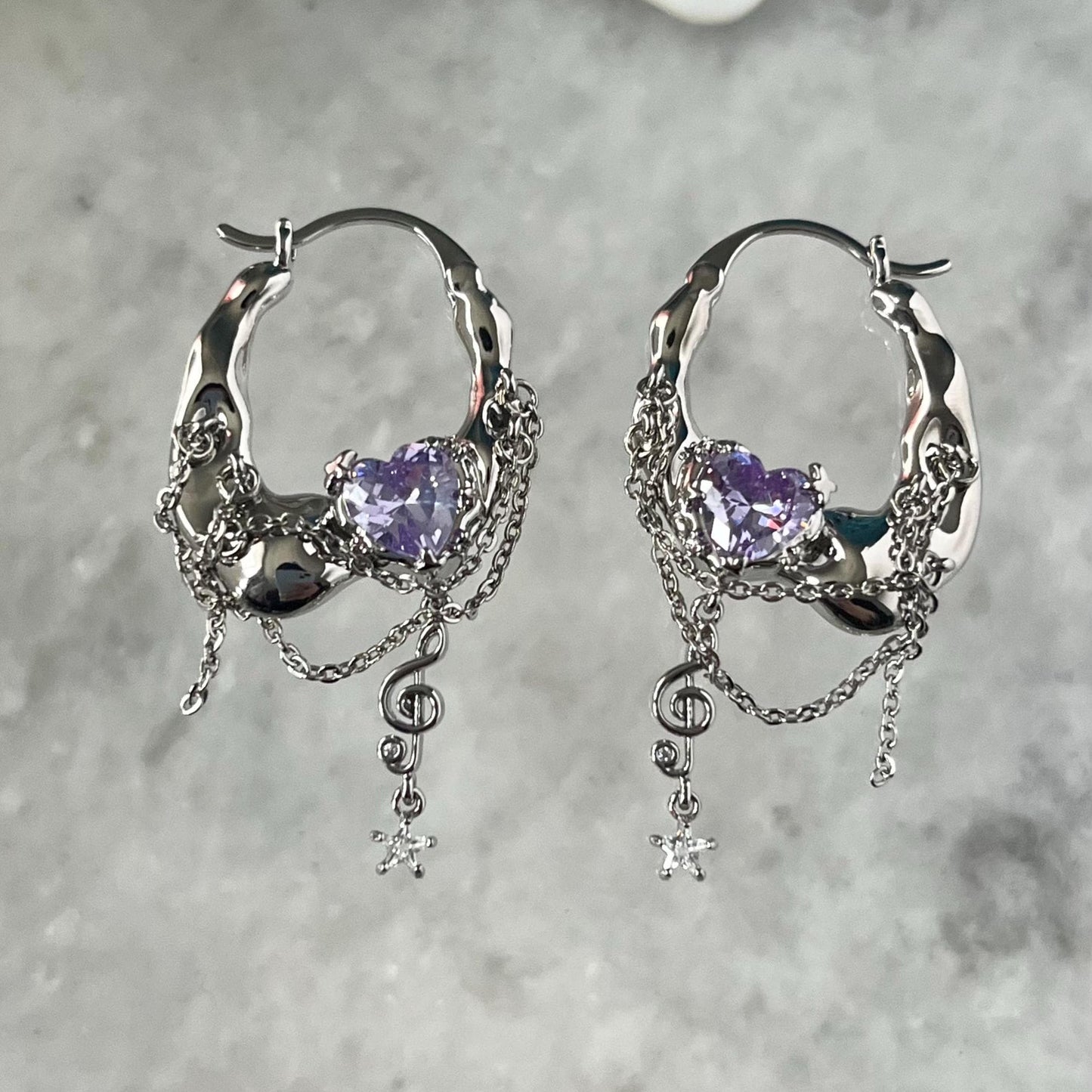 Y2K Grunge Earrings Shoujo Music Note Nana Punk Earrings Goth Hoop Earrings Gyaru Gal Cyber Himekaji Aesthetic Gift for Her Heisei Retro