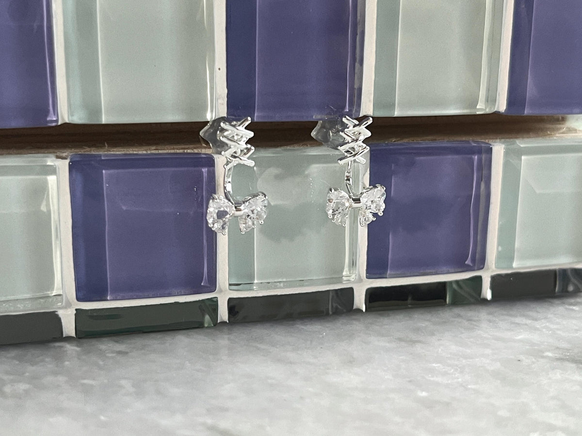 Y2K Shoujo Bow Earrings Coquette Earrings Lace Up Romantic Ribbon Jewelry Wedding Bridesmaid Studs Fairy French Jewelry Princess Indie
