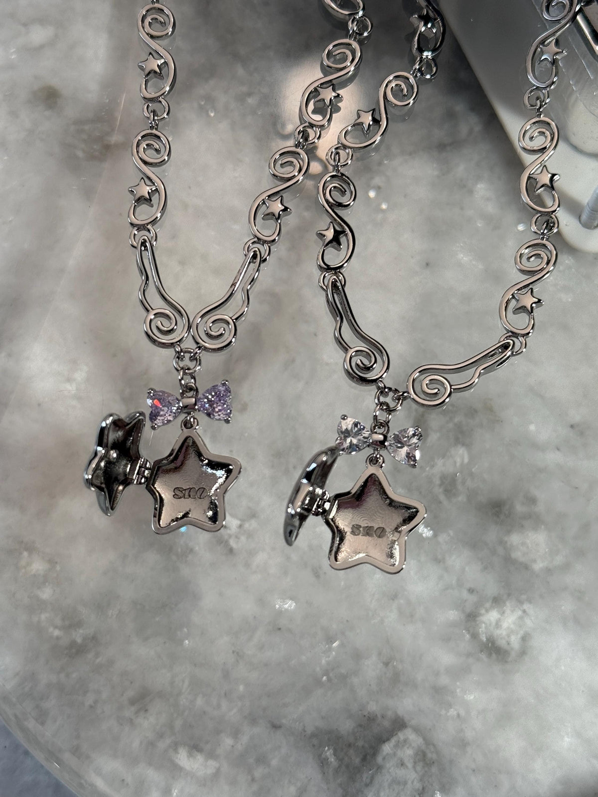 Y2k Star Locket Necklace Dreamcore Shoujo Coquette Bow Necklace Choker Angel Wings Nana Anime Accessories Indie Alternative Jewelry