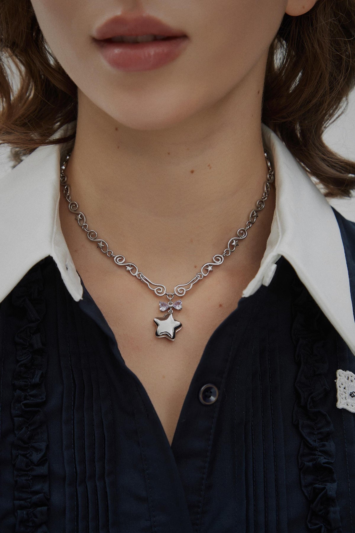 Y2k Star Locket Necklace Dreamcore Shoujo Coquette Bow Necklace Choker Angel Wings Nana Anime Accessories Indie Alternative Jewelry