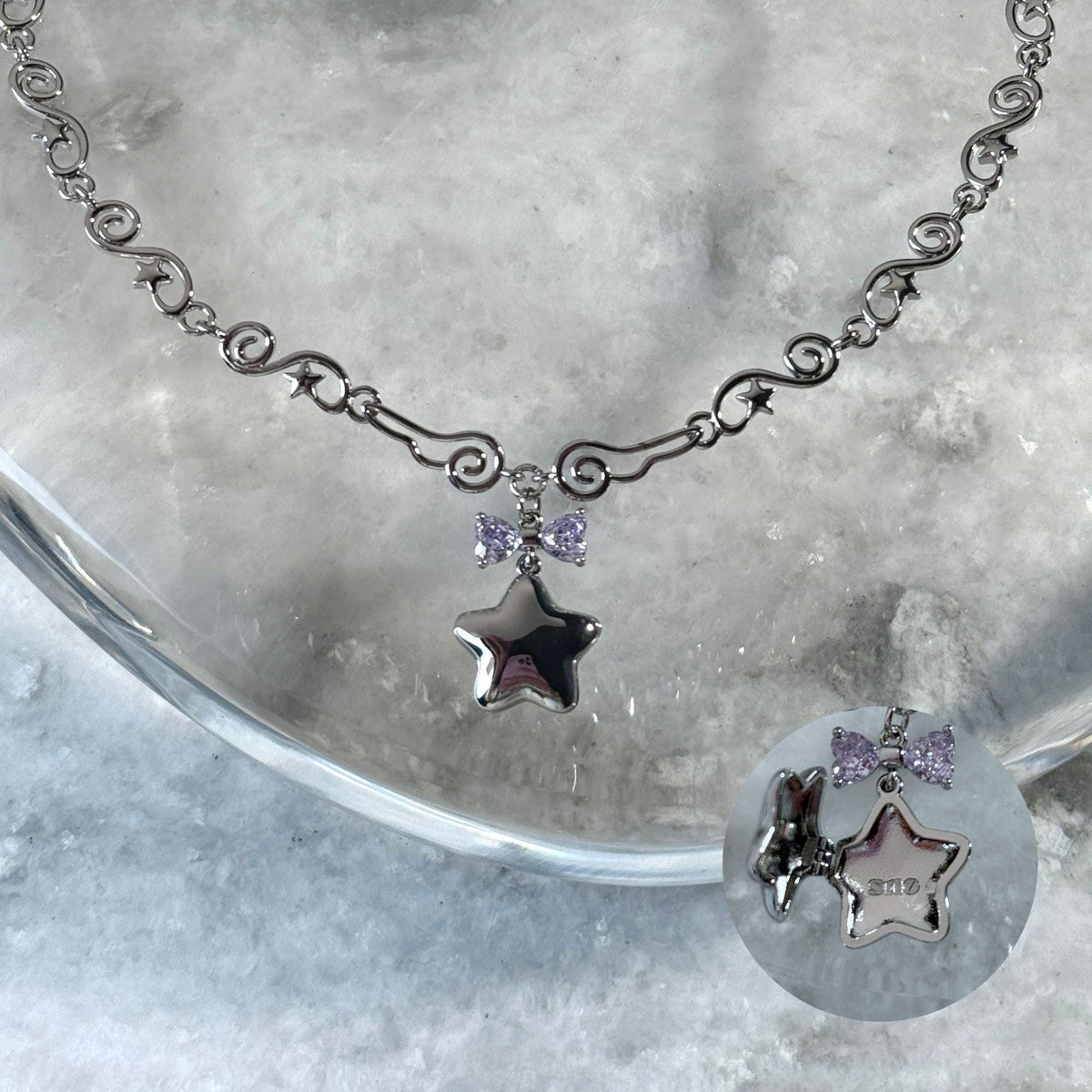 Y2k Star Locket Necklace Dreamcore Shoujo Coquette Bow Necklace Choker Angel Wings Nana Anime Accessories Indie Alternative Jewelry