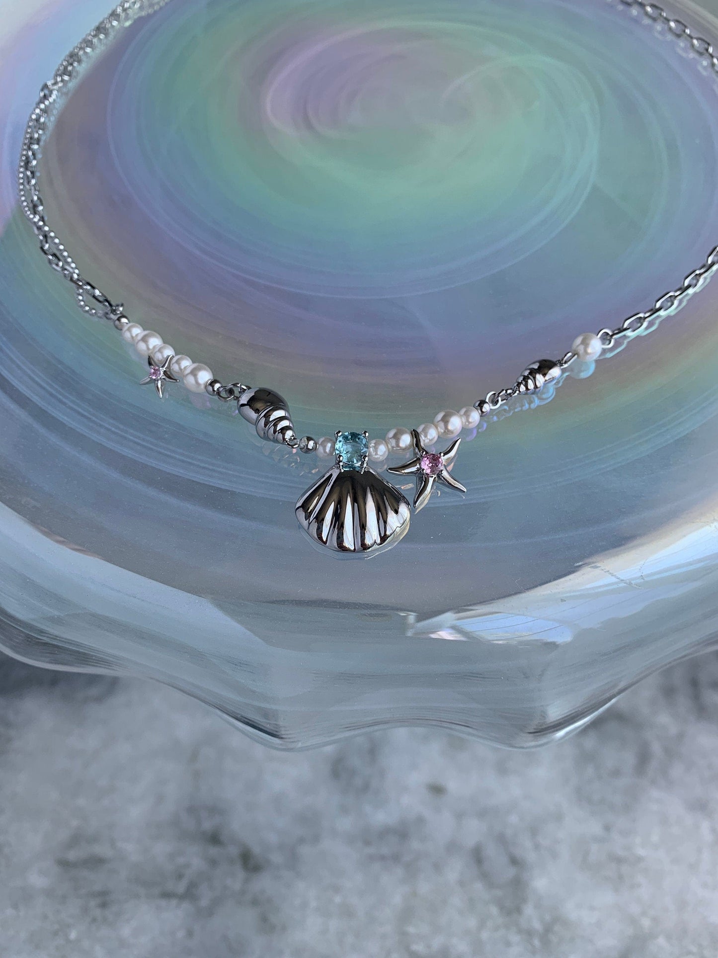 Y2k Mermaid Seashell Fairycore Necklace, Faux Pearl Romantic Summer Necklace, 2000s Jewelry, Alt Jewelry, Grunge Necklace, Gift for Her
