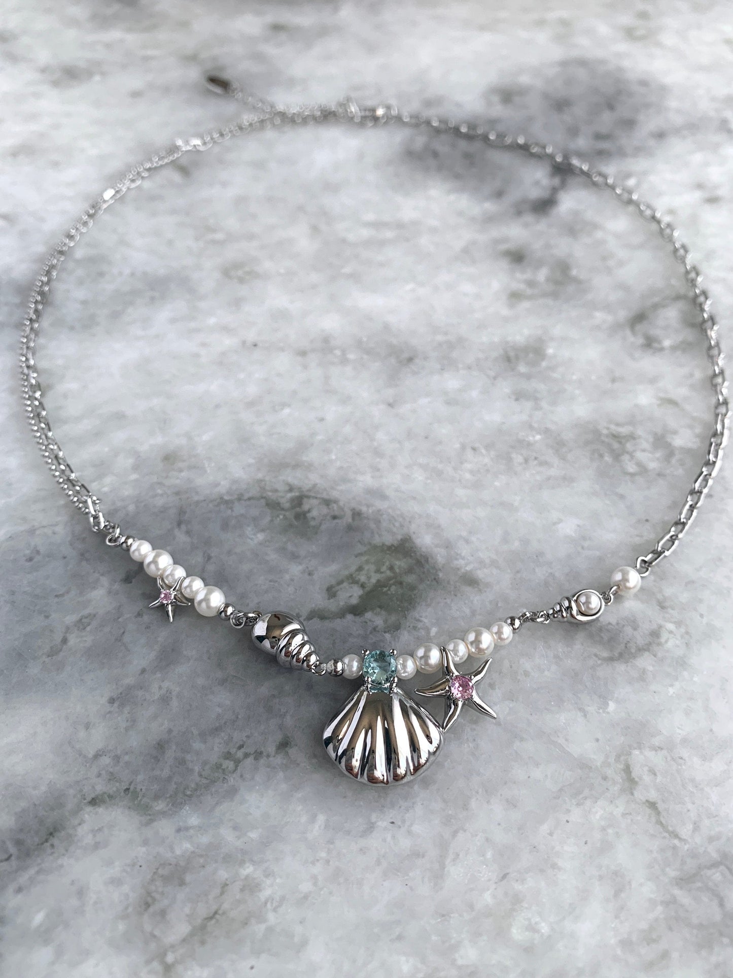 Y2k Mermaid Seashell Fairycore Necklace, Faux Pearl Romantic Summer Necklace, 2000s Jewelry, Alt Jewelry, Grunge Necklace, Gift for Her