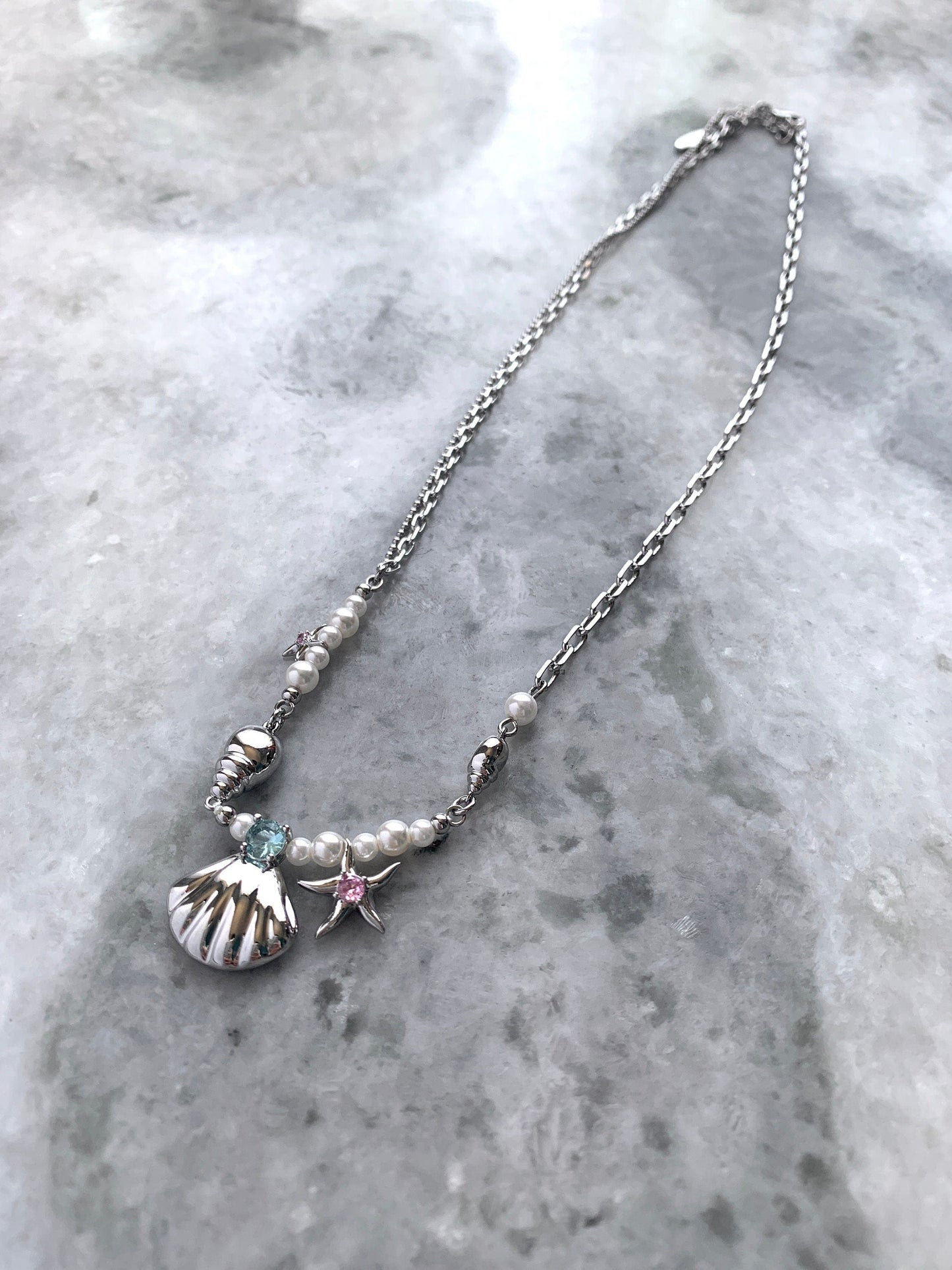 Y2k Mermaid Seashell Fairycore Necklace, Faux Pearl Romantic Summer Necklace, 2000s Jewelry, Alt Jewelry, Grunge Necklace, Gift for Her