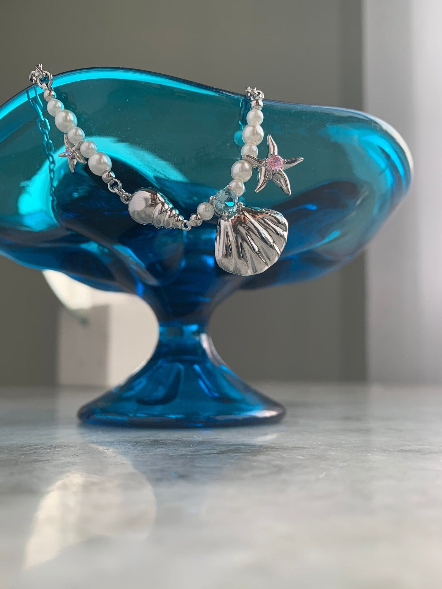 Y2k Mermaid Seashell Fairycore Necklace, Faux Pearl Romantic Summer Necklace, 2000s Jewelry, Alt Jewelry, Grunge Necklace, Gift for Her