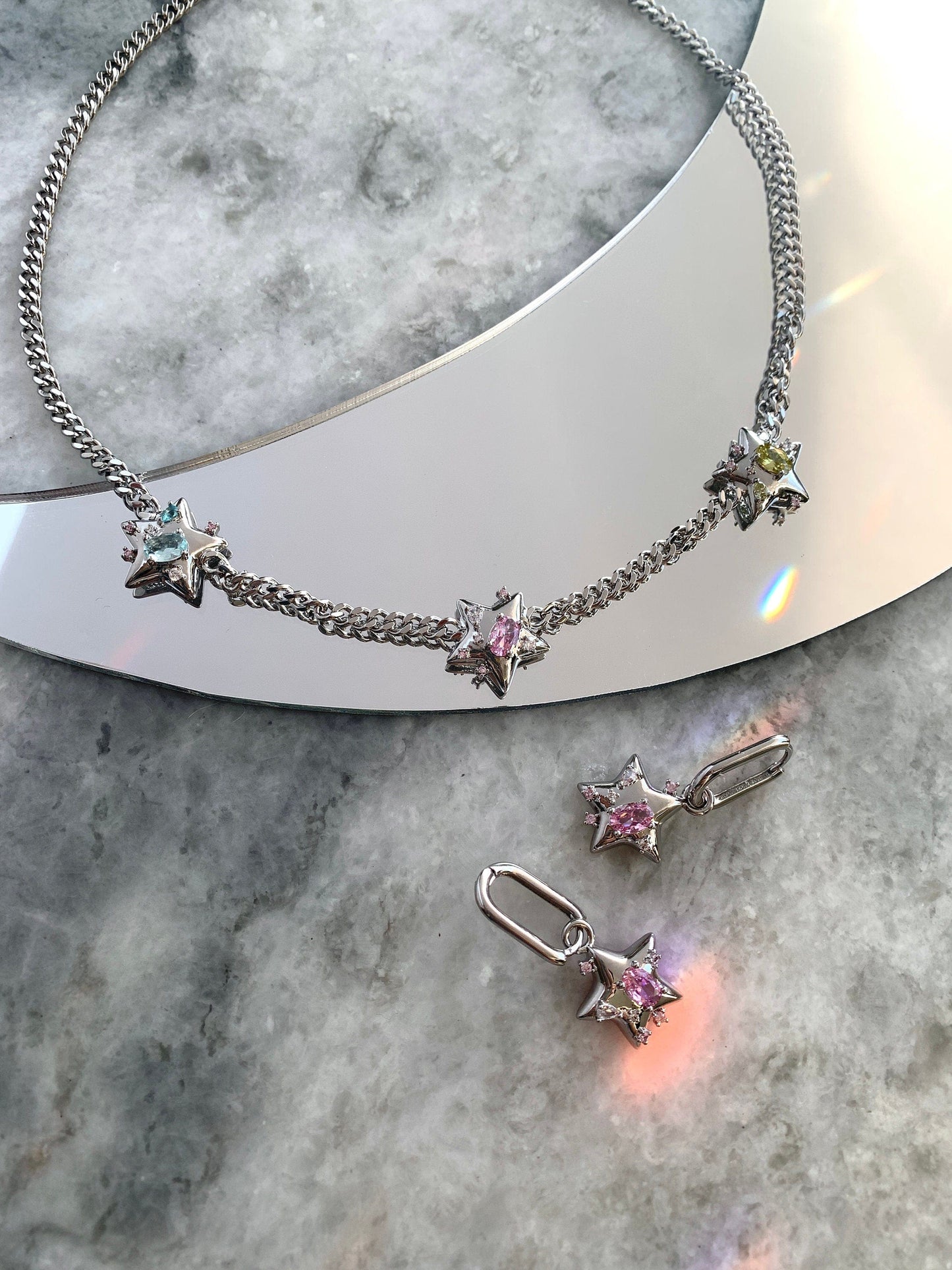 Y2k Space Star Grunge Choker, Star Chain Choker, Nana Anime Jewelry, Alt Necklace, 2000s Jewelry, Street fashion, Gift for Them
