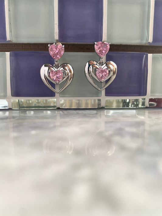 Y2K Chunky Heart Earrings, Coquette Jewelry Pink Heart, Sailor Moon Earrings, Alt Jewelry, 2000s Barbie Earrings, Gift For Her,Alt Jewelry