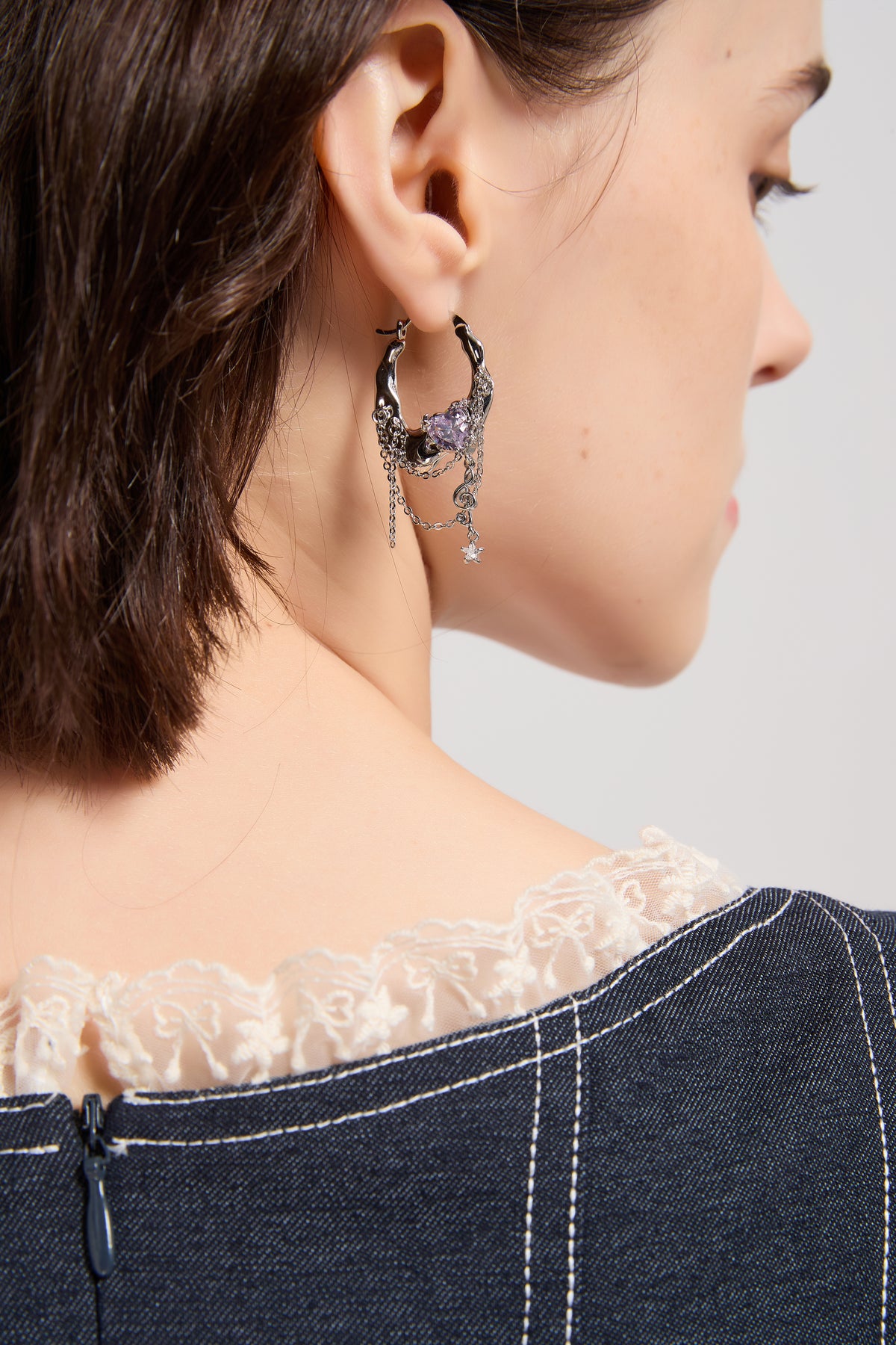 Baby Chandelier Hoop Earrings in  Lavender Soda