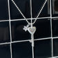 Heart Key Necklace 925 Sterling Silver
