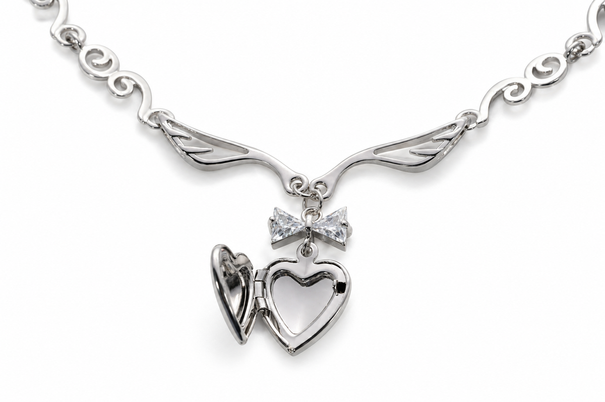 Angie Angel Wings Heart Locket Choker