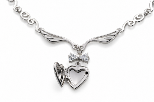 Angie Angel Wings Heart Locket Choker