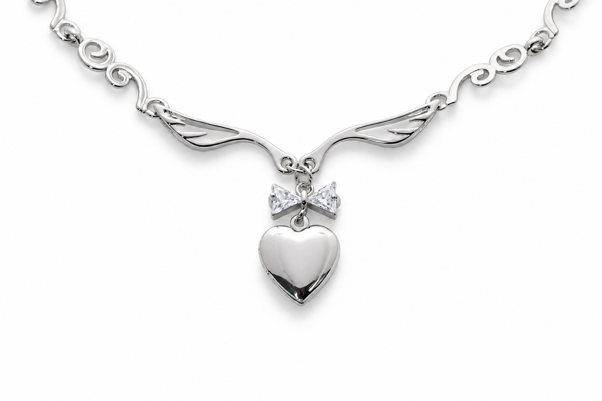 Angie Angel Wings Heart Locket Choker