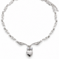 A silver-toned chain bracelet with a dangling heart-shaped charm, angel wings, and small heart charms, displayed on a clean white background.