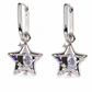 A pair of silver star-shaped drop earrings with oval purple gemstones and small clear accent stones nana anime westwood style