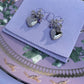 Heart Locket Earrings White Gold Filled Ribbon Coquette Ballet Core Y2K Star Fairy Jewelry Ballerina Indie Jewelry Cottage Core Romantic