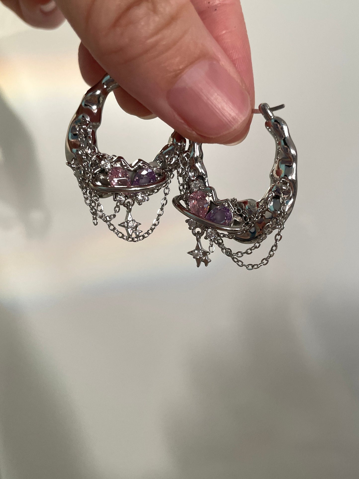 Y2K Grunge Earring Nana Punk Earrings Goth Hoop Earrings Grunge Statement Earrings Cyber Goth Rococo Aesthetic Gift for Her, Holiday Gift