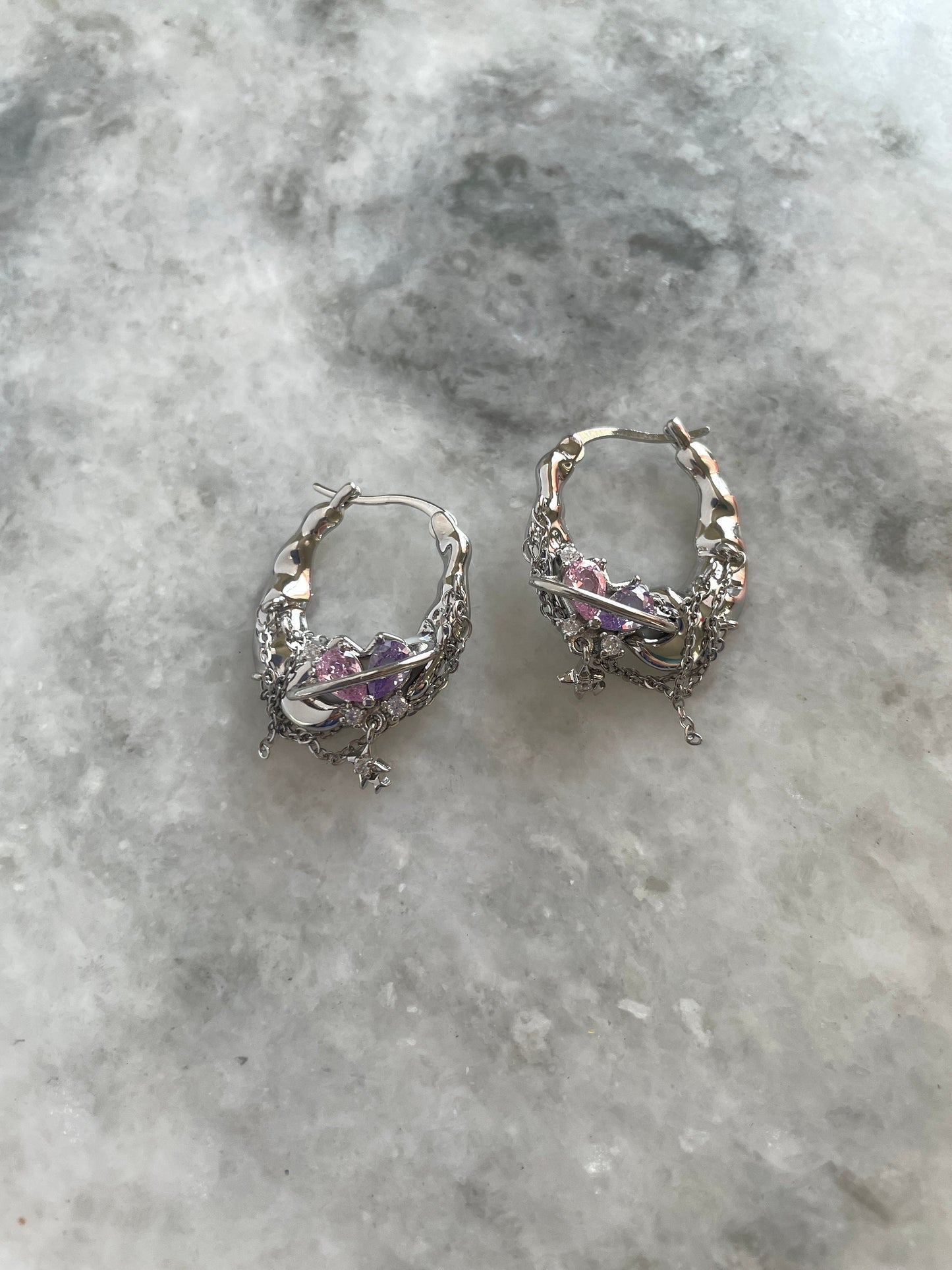 Y2K Grunge Earring Nana Punk Earrings Goth Hoop Earrings Grunge Statement Earrings Cyber Goth Rococo Aesthetic Gift for Her, Holiday Gift