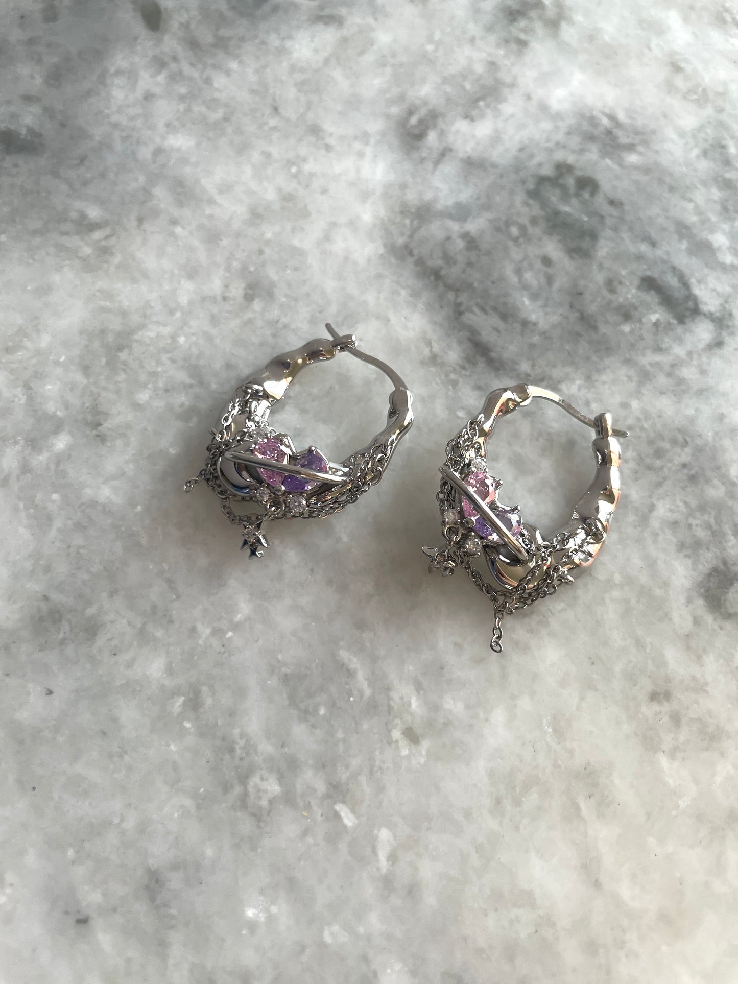 Y2K Grunge Earring Nana Punk Earrings Goth Hoop Earrings Grunge Statement Earrings Cyber Goth Rococo Aesthetic Gift for Her, Holiday Gift