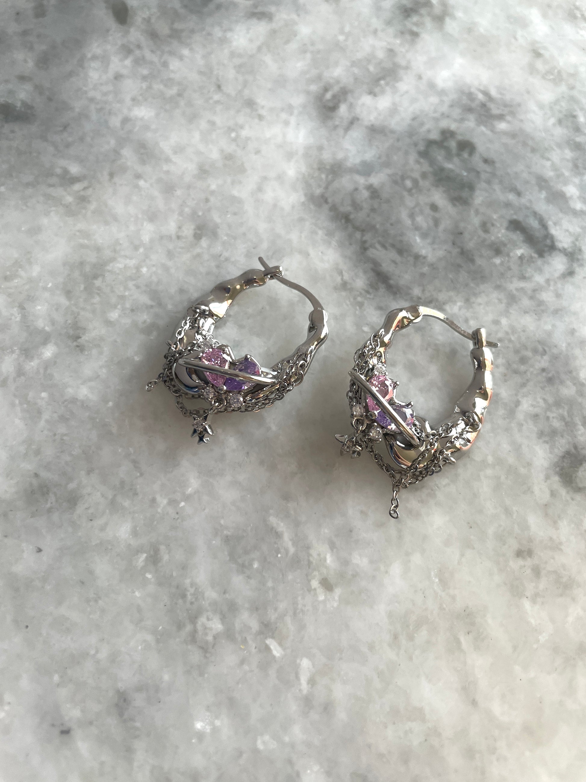 Y2K Grunge Earring Nana Punk Earrings Goth Hoop Earrings Grunge Statement Earrings Cyber Goth Rococo Aesthetic Gift for Her, Holiday Gift