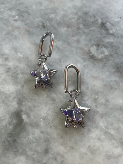 Y2K Star Hoops Grunge Purple Star Hoop Earrings Fairycore Hoop Earring Alt Earrings 2000s K Pop Indie Aesthetic Gift Egirl Cybercore