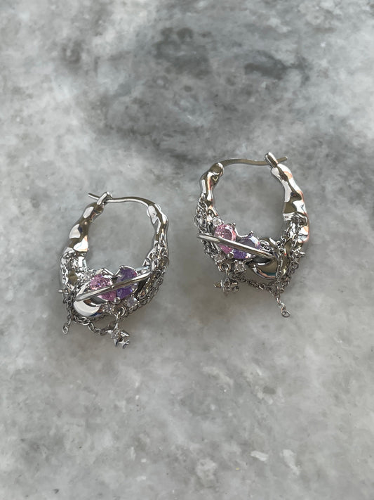 Y2K Grunge Earring Nana Punk Earrings Goth Hoop Earrings Grunge Statement Earrings Cyber Goth Rococo Aesthetic Gift for Her, Holiday Gift