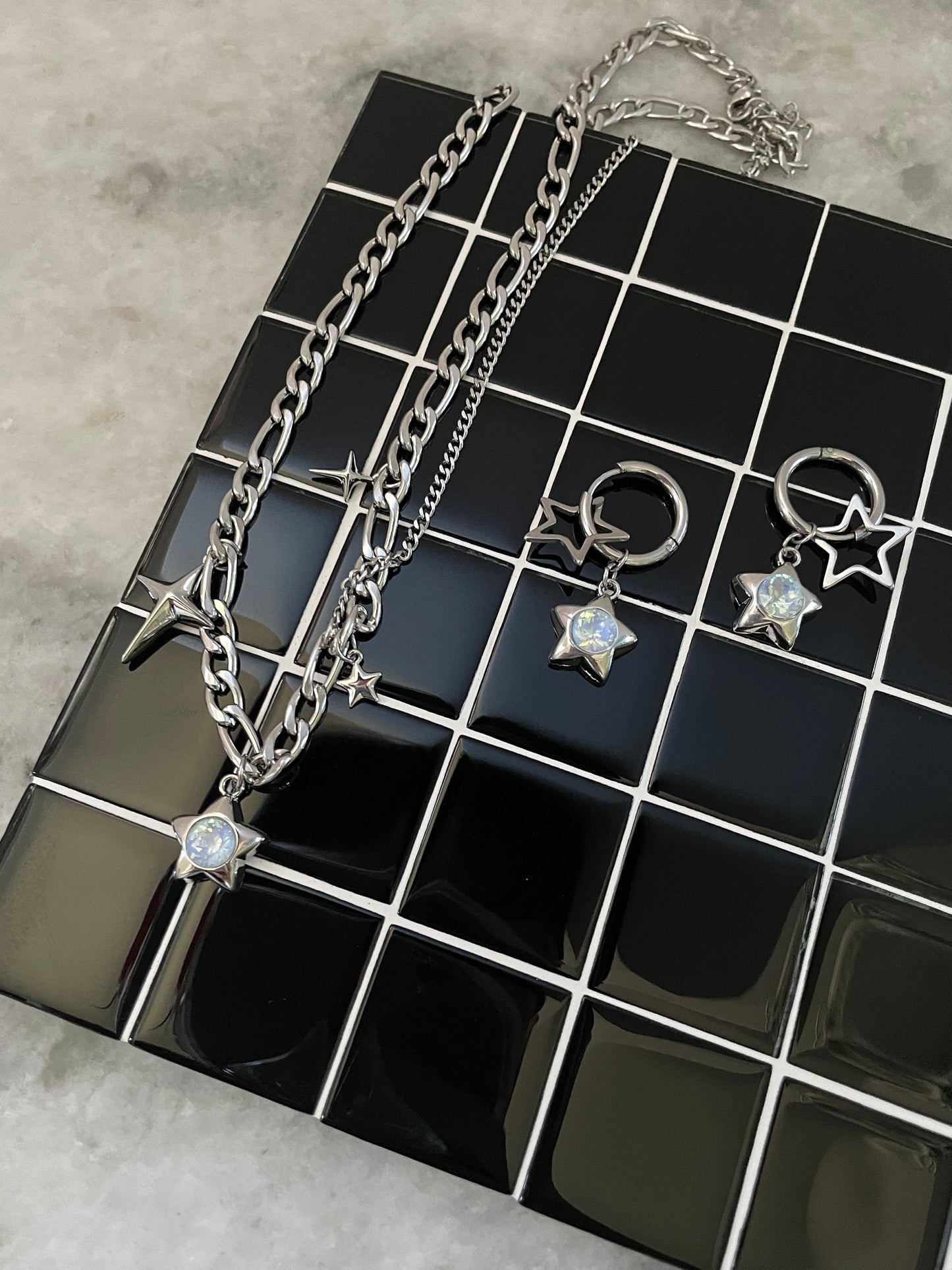 Y2k Grunge Necklace Chubby Star Ice Cube Necklace Chunky Grunge Necklace Alt Jewelry Acubi Nana Anime Indie Aesthetic K Pop PunkJewelry