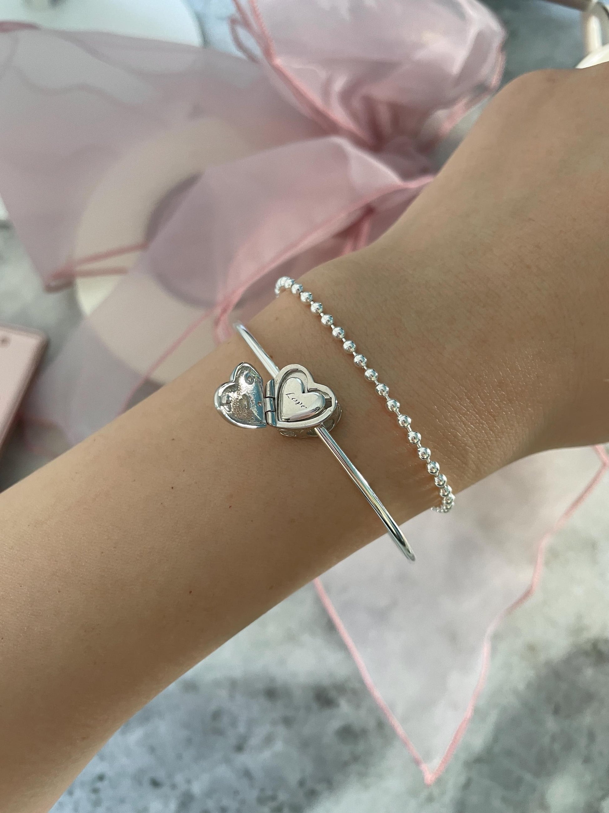 925 Coquette Locket Bracelet 925 Sterling Silver Double Layer Ballet Core Bracelet Nana Anime Fairy Grunge Indie Alternative Shojo Aesthetic