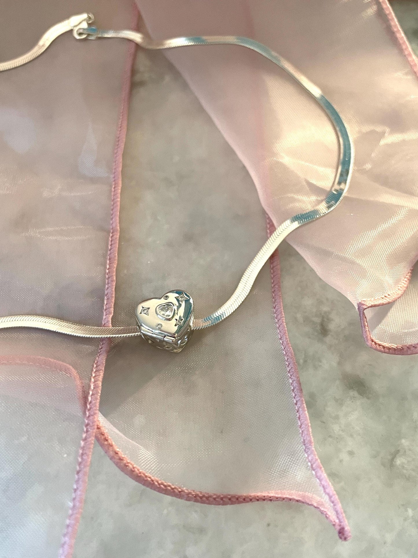 925 Coquette Heart Locket Necklace Snake Chain Choker Balletcore Fairy Grunge Snake Chain Shoujo Aesthetic 925 Sterling Silver Necklace nana