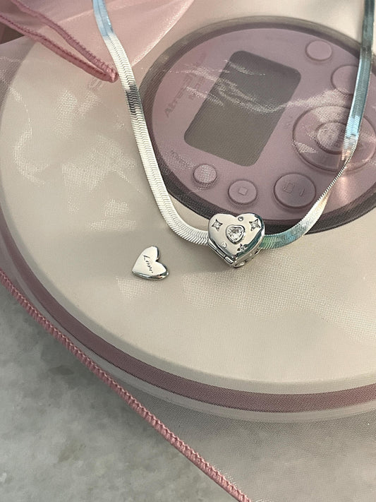 925 Coquette Heart Locket Necklace Snake Chain Choker Balletcore Fairy Grunge Snake Chain Shoujo Aesthetic 925 Sterling Silver Necklace nana