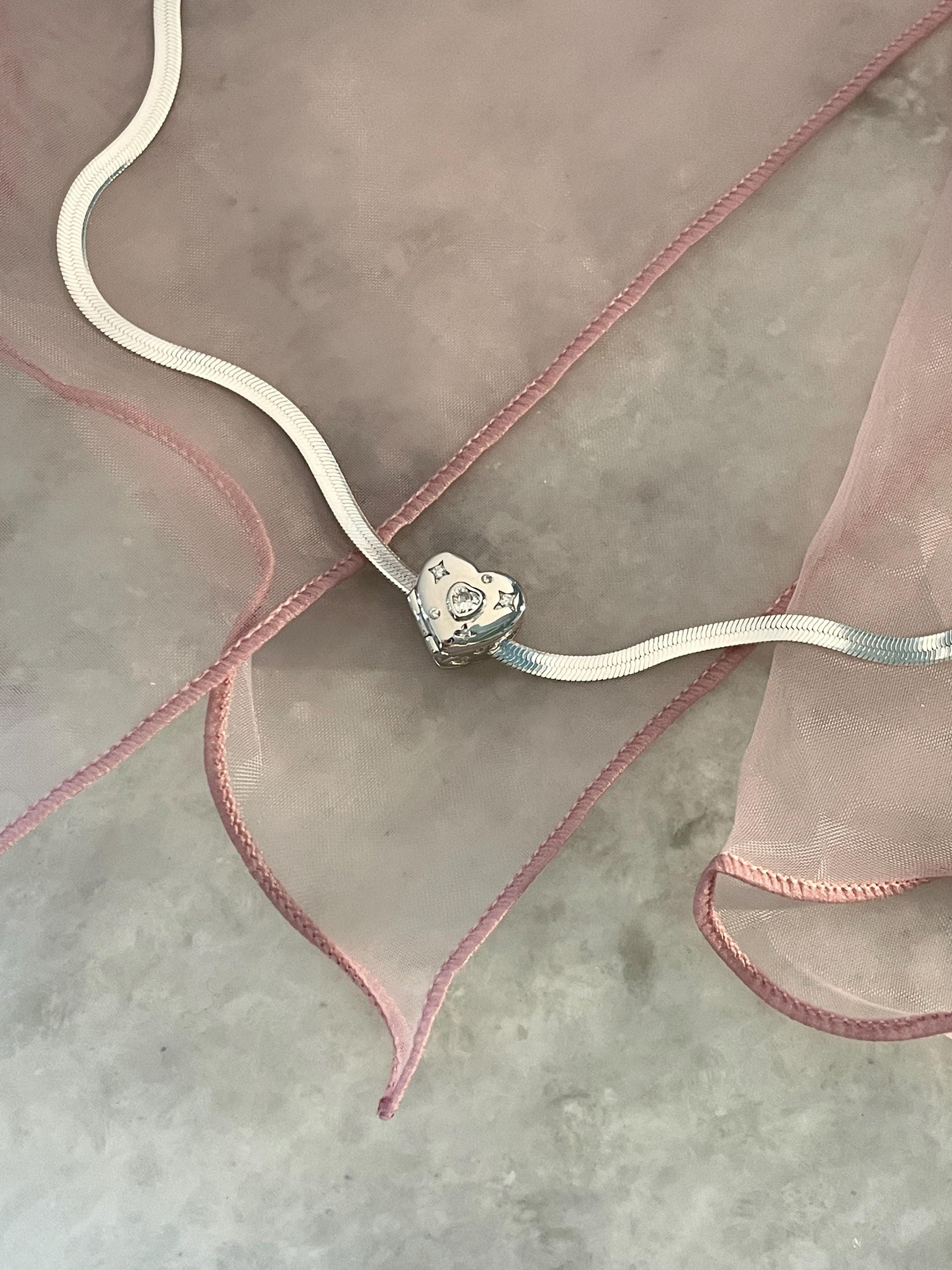 925 Coquette Heart Locket Necklace Snake Chain Choker Balletcore Fairy Grunge Snake Chain Shoujo Aesthetic 925 Sterling Silver Necklace nana