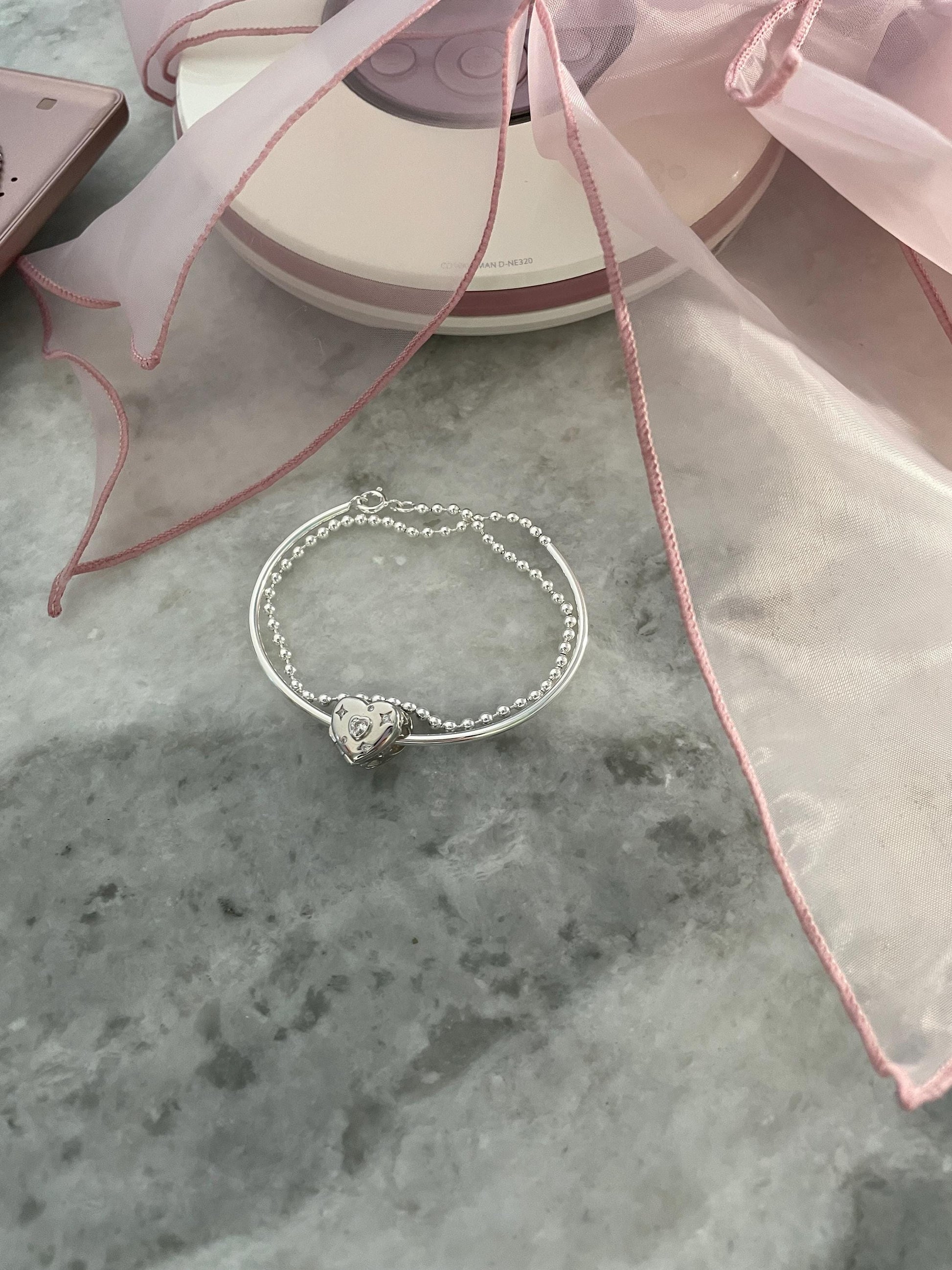 925 Coquette Locket Bracelet 925 Sterling Silver Double Layer Ballet Core Bracelet Nana Anime Fairy Grunge Indie Alternative Shojo Aesthetic