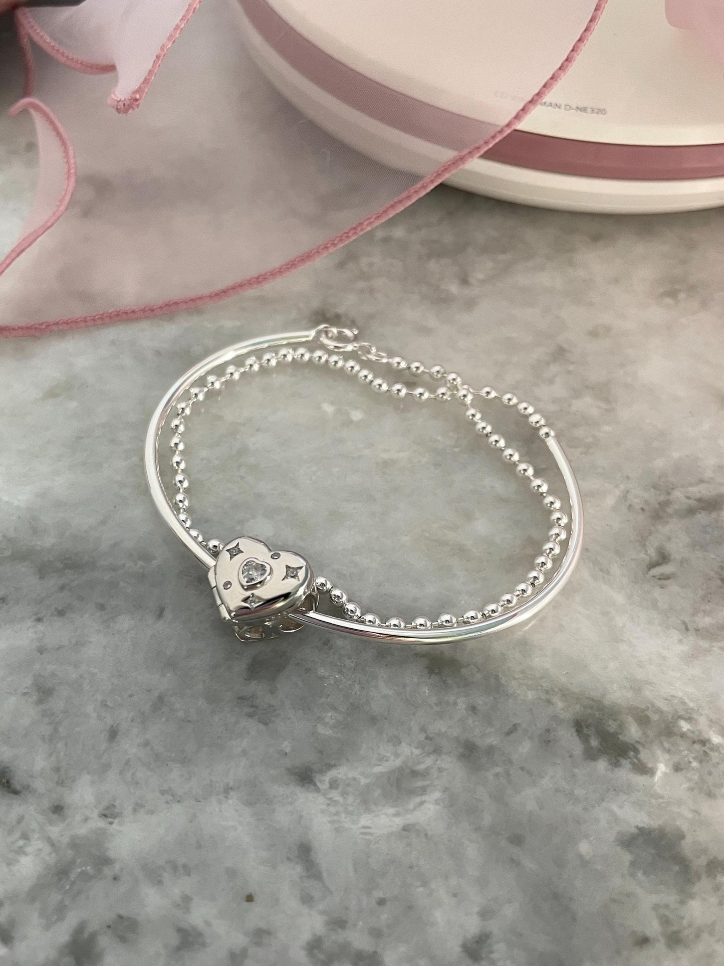 925 Coquette Locket Bracelet 925 Sterling Silver Double Layer Ballet Core Bracelet Nana Anime Fairy Grunge Indie Alternative Shojo Aesthetic