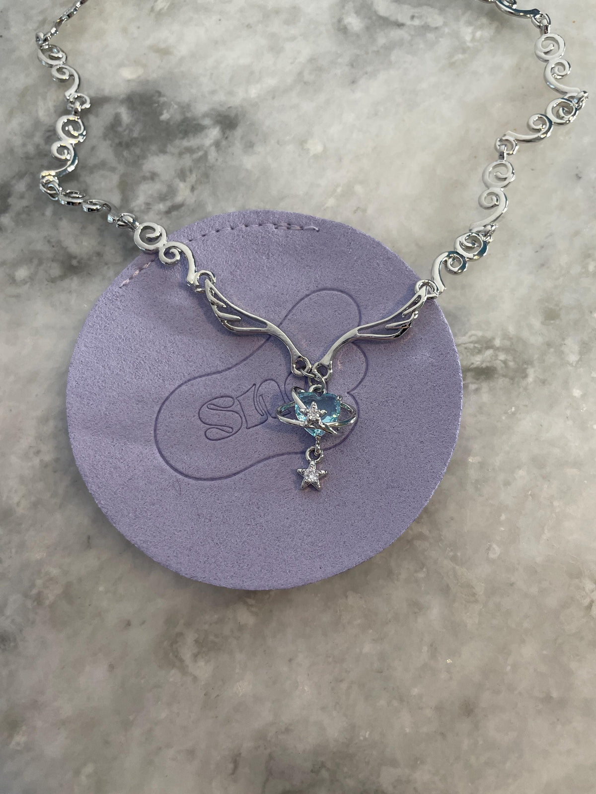 Y2k Grunge Necklace Angel Wings Choker Light Blue Orbit Grunge Necklace Alt Jewelry Acubi Nana Anime Indie Aesthetic K Pop PunkJewelry