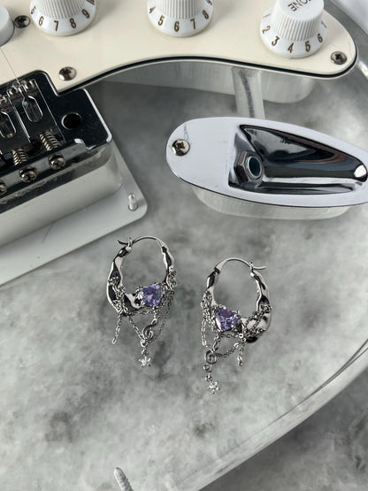 Y2K Grunge Earrings Shoujo Music Note Nana Punk Earrings Goth Hoop Earrings Gyaru Gal Cyber Himekaji Aesthetic Gift for Her Heisei Retro