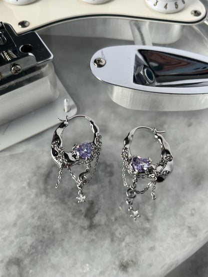 Y2K Grunge Earrings Shoujo Music Note Nana Punk Earrings Goth Hoop Earrings Gyaru Gal Cyber Himekaji Aesthetic Gift for Her Heisei Retro
