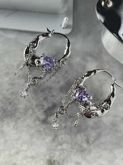 Y2K Grunge Earrings Shoujo Music Note Nana Punk Earrings Goth Hoop Earrings Gyaru Gal Cyber Himekaji Aesthetic Gift for Her Heisei Retro