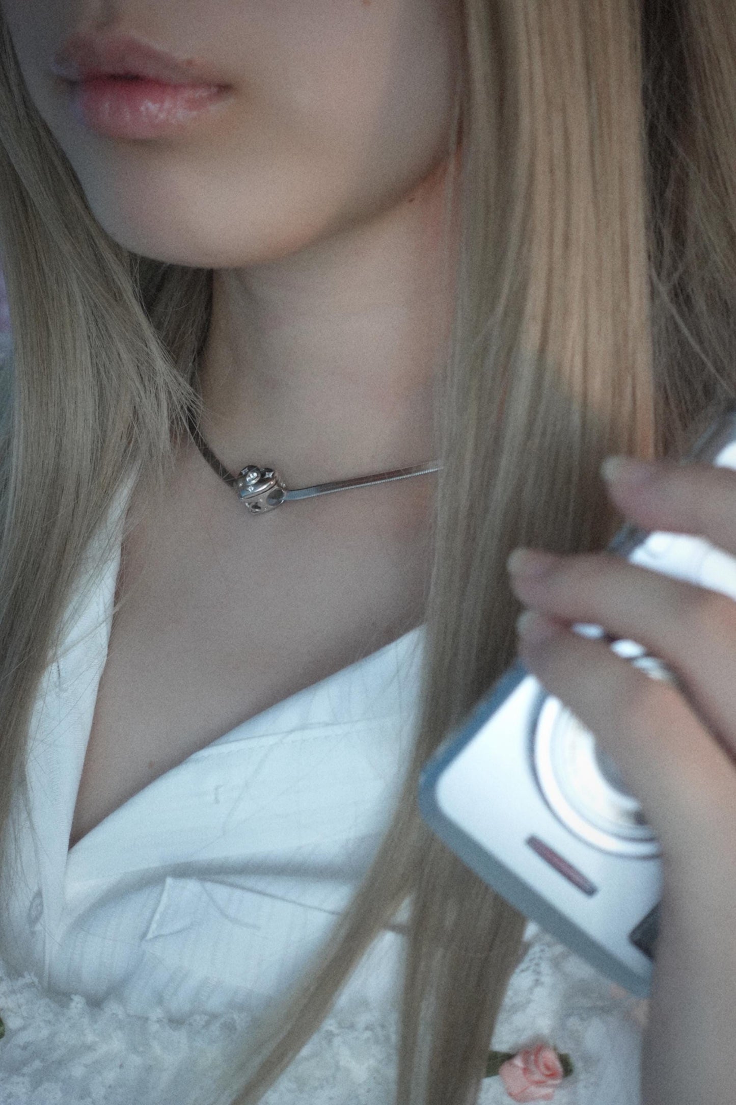 925 Coquette Heart Locket Necklace Snake Chain Choker Balletcore Fairy Grunge Snake Chain Shoujo Aesthetic 925 Sterling Silver Necklace nana