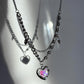 Y2k Grunge Necklace Chubby Heart Iredescent Necklace Chunky Grunge Necklace Alt Jewelry Acubi Nana Anime Indie Aesthetic K Pop Punk Jewelry