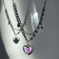 Y2k Grunge Necklace Chubby Heart Iredescent Necklace Chunky Grunge Necklace Alt Jewelry Acubi Nana Anime Indie Aesthetic K Pop Punk Jewelry