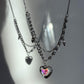Y2k Grunge Necklace Chubby Heart Iredescent Necklace Chunky Grunge Necklace Alt Jewelry Acubi Nana Anime Indie Aesthetic K Pop Punk Jewelry