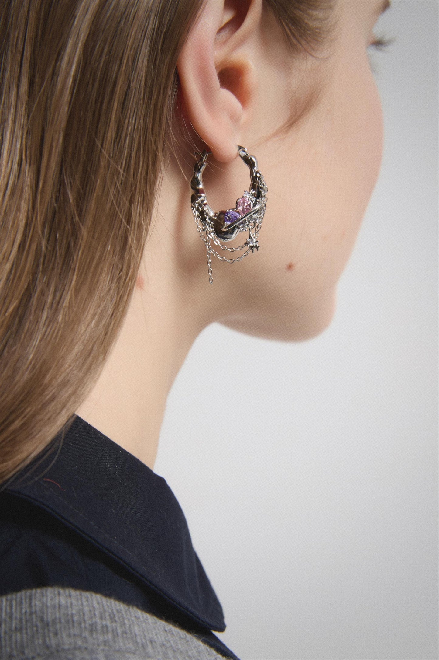 Y2K Grunge Earring Nana Punk Earrings Goth Hoop Earrings Grunge Statement Earrings Cyber Goth Rococo Aesthetic Gift for Her, Holiday Gift