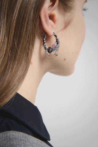 Y2K Grunge Earring Nana Punk Earrings Goth Hoop Earrings Grunge Statement Earrings Cyber Goth Rococo Aesthetic Gift for Her, Holiday Gift