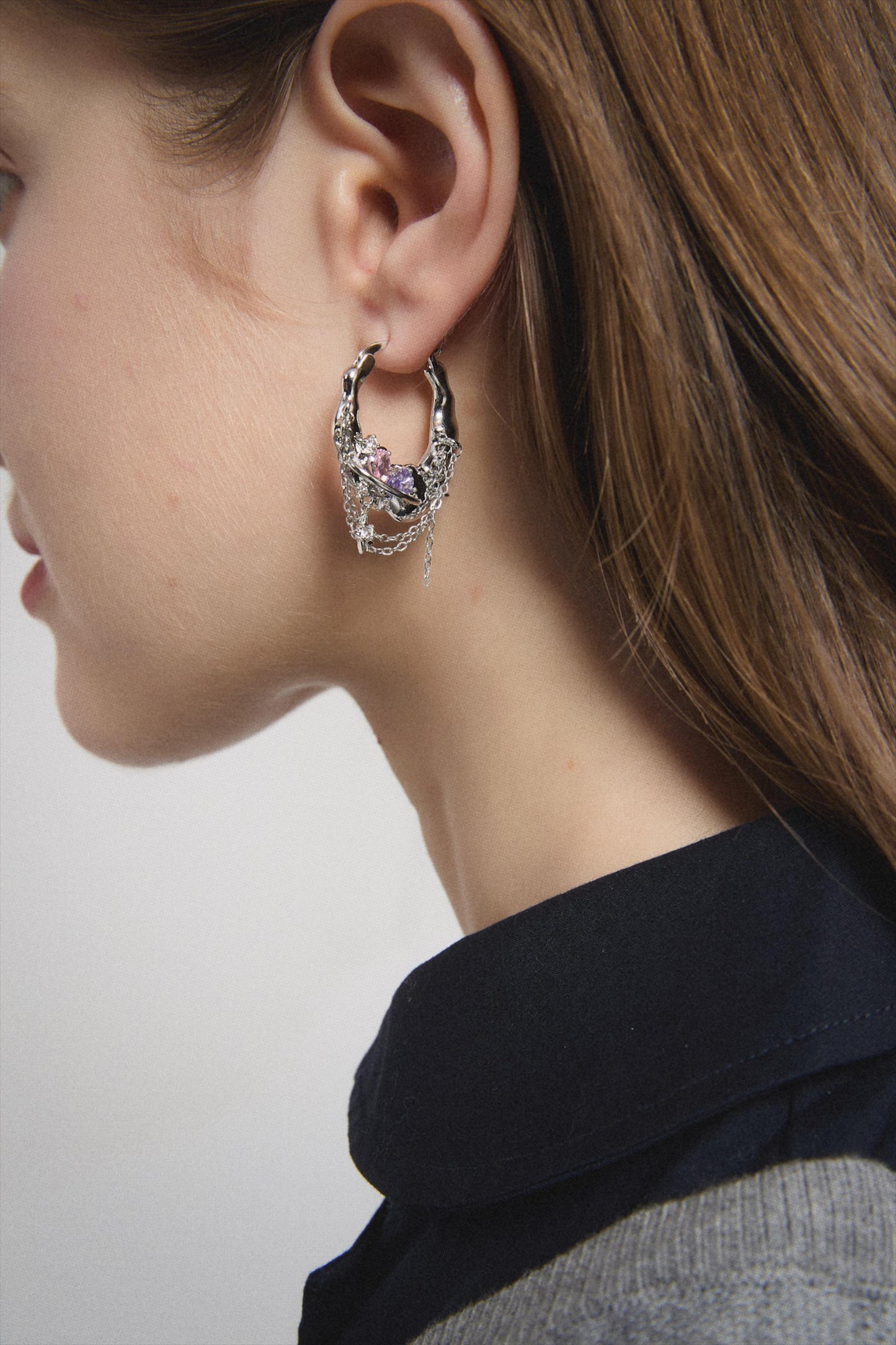Y2K Grunge Earring Nana Punk Earrings Goth Hoop Earrings Grunge Statement Earrings Cyber Goth Rococo Aesthetic Gift for Her, Holiday Gift