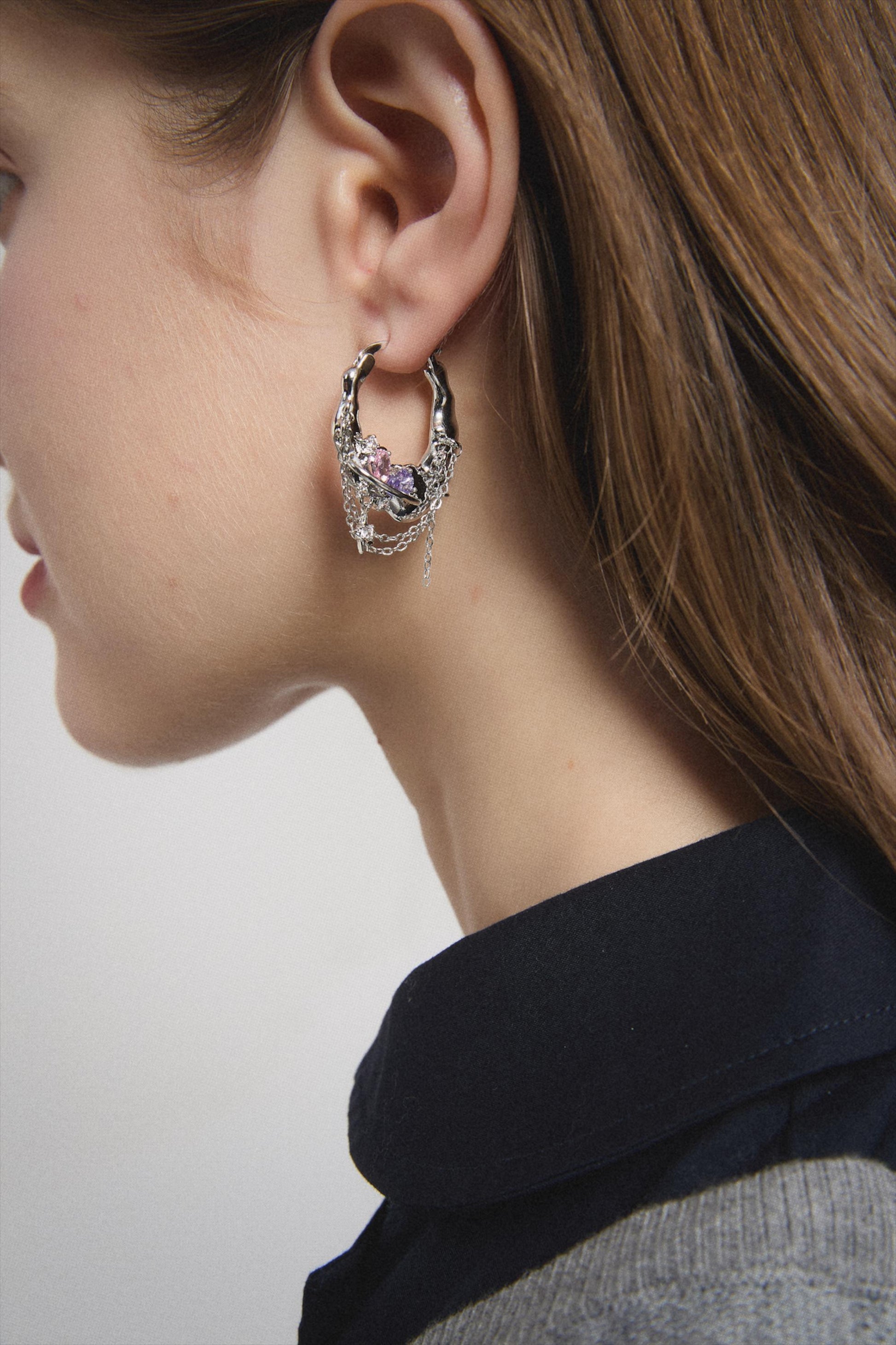 Y2K Grunge Earring Nana Punk Earrings Goth Hoop Earrings Grunge Statement Earrings Cyber Goth Rococo Aesthetic Gift for Her, Holiday Gift