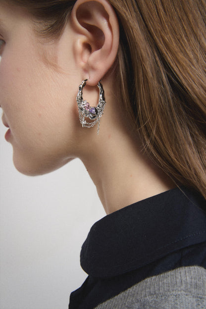 Y2K Grunge Earring Nana Punk Earrings Goth Hoop Earrings Grunge Statement Earrings Cyber Goth Rococo Aesthetic Gift for Her, Holiday Gift